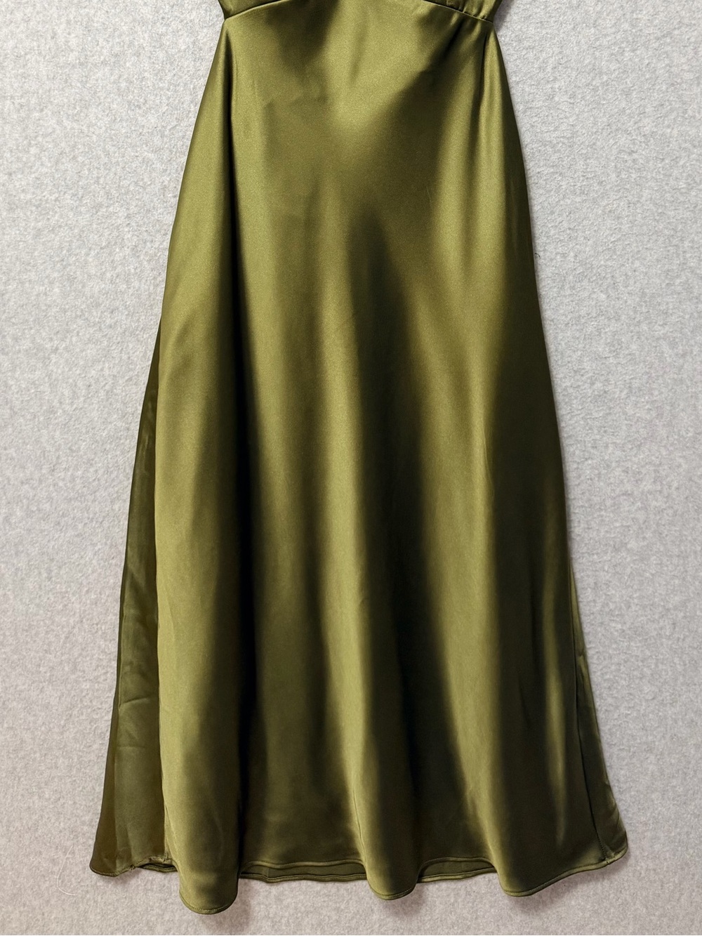 Lulus Unmatched Elegance Satin Sleeveless Midi Dress NWT Size Large Olive Green - Picture 6 of 11